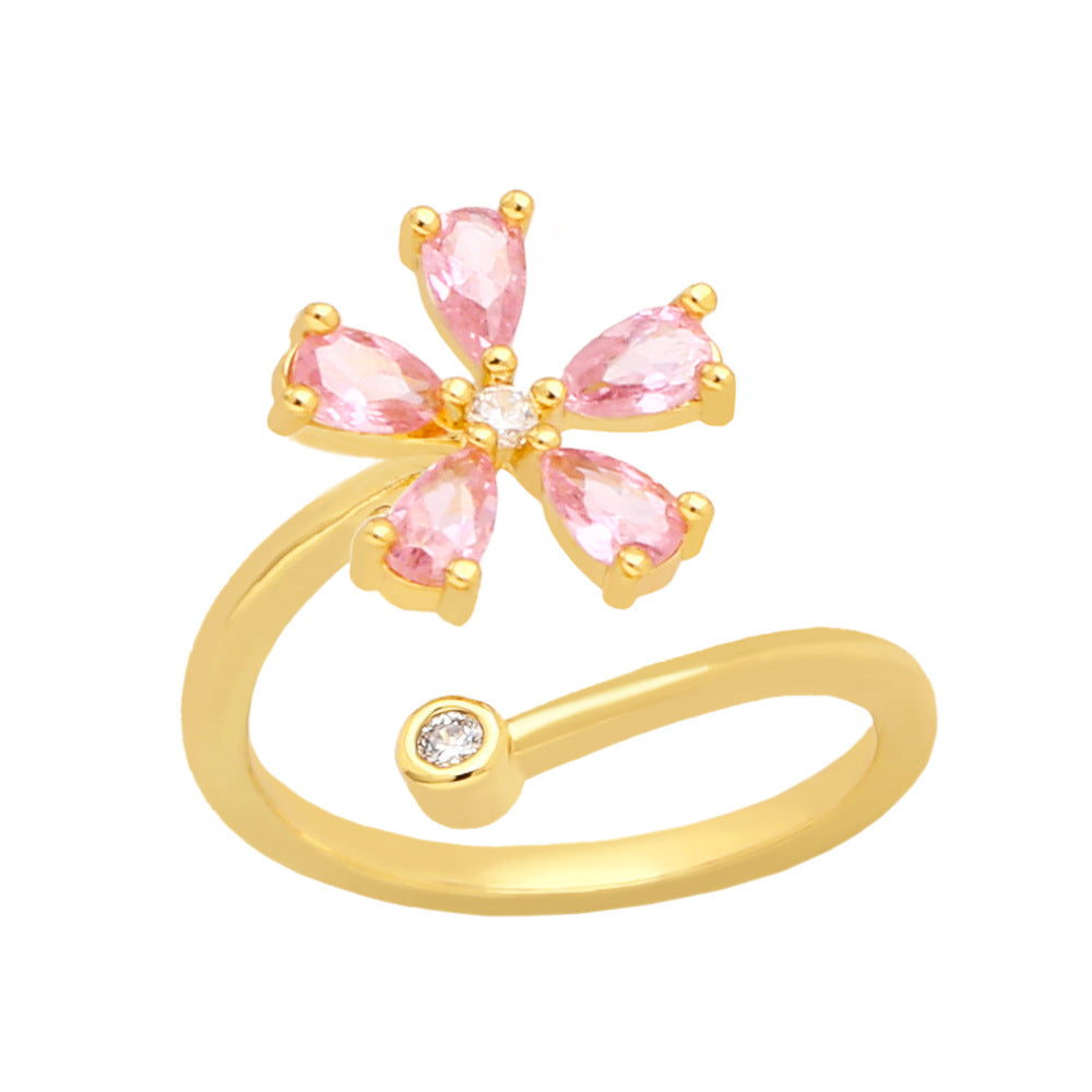 Alloy colored zircon flower ring MYA002RS030