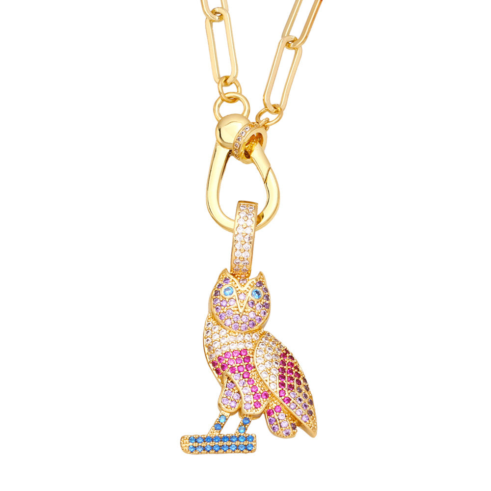 Alloy Leopard Owl Necklace MYA002NE010