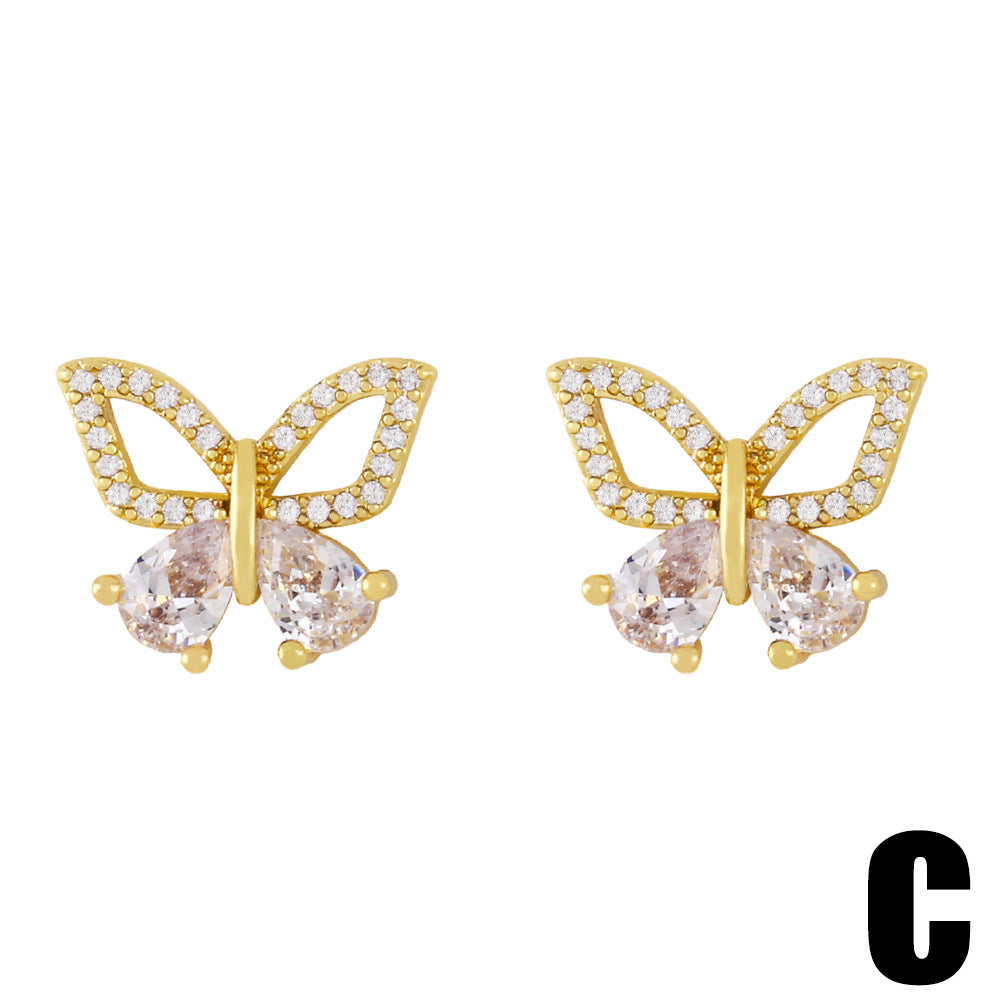 Alloy Zircon Butterfly Earrings MYA002ES061