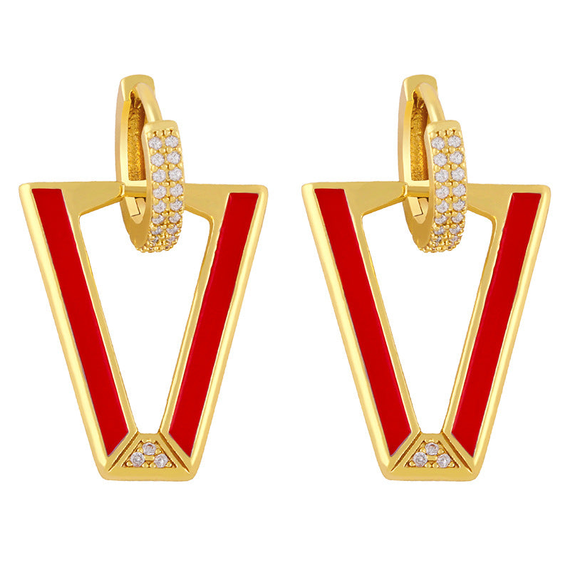 Alloy inverted triangular V-shaped earrings MYA002ES006