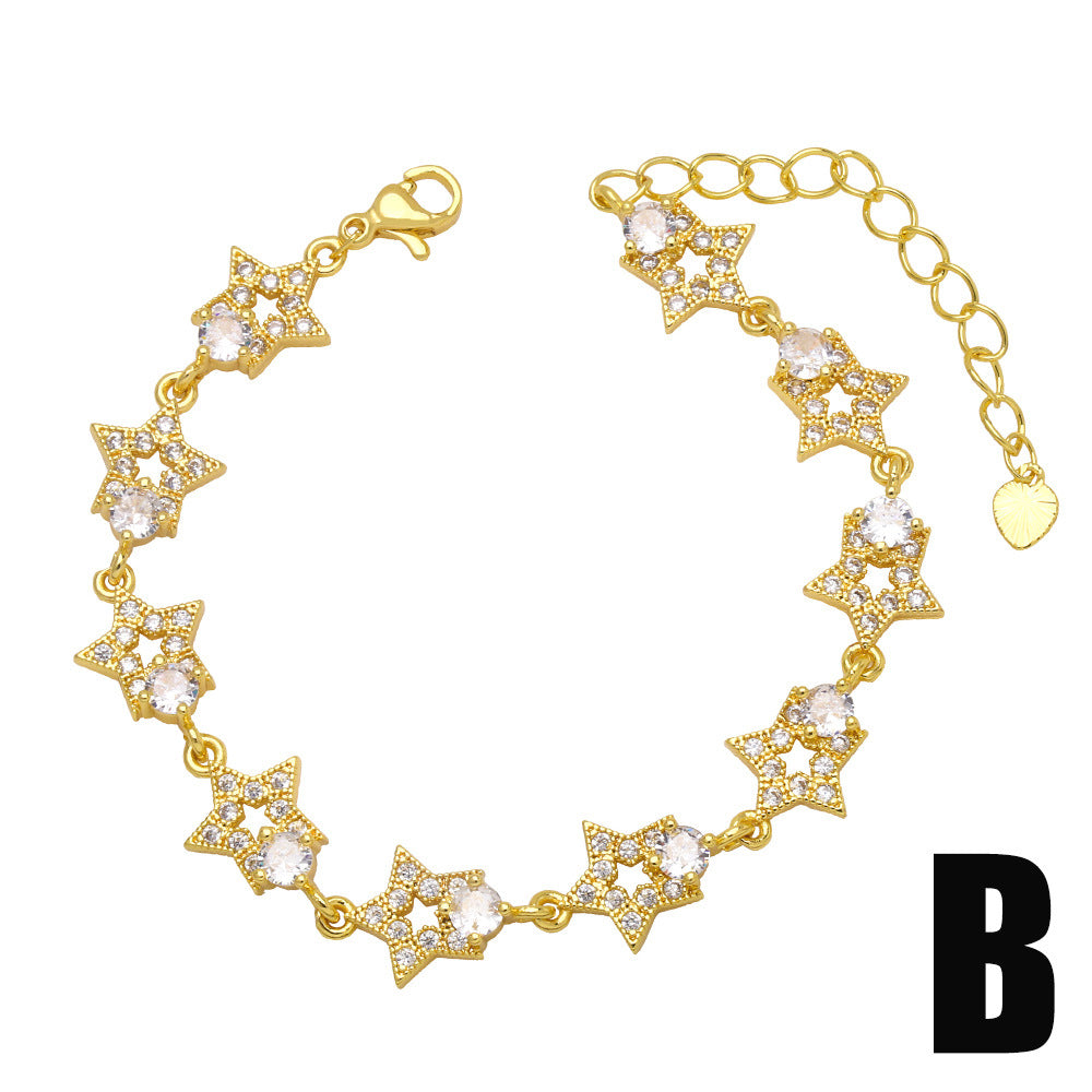 Alloy minimalist zircon flower bracelet MYA002BT042