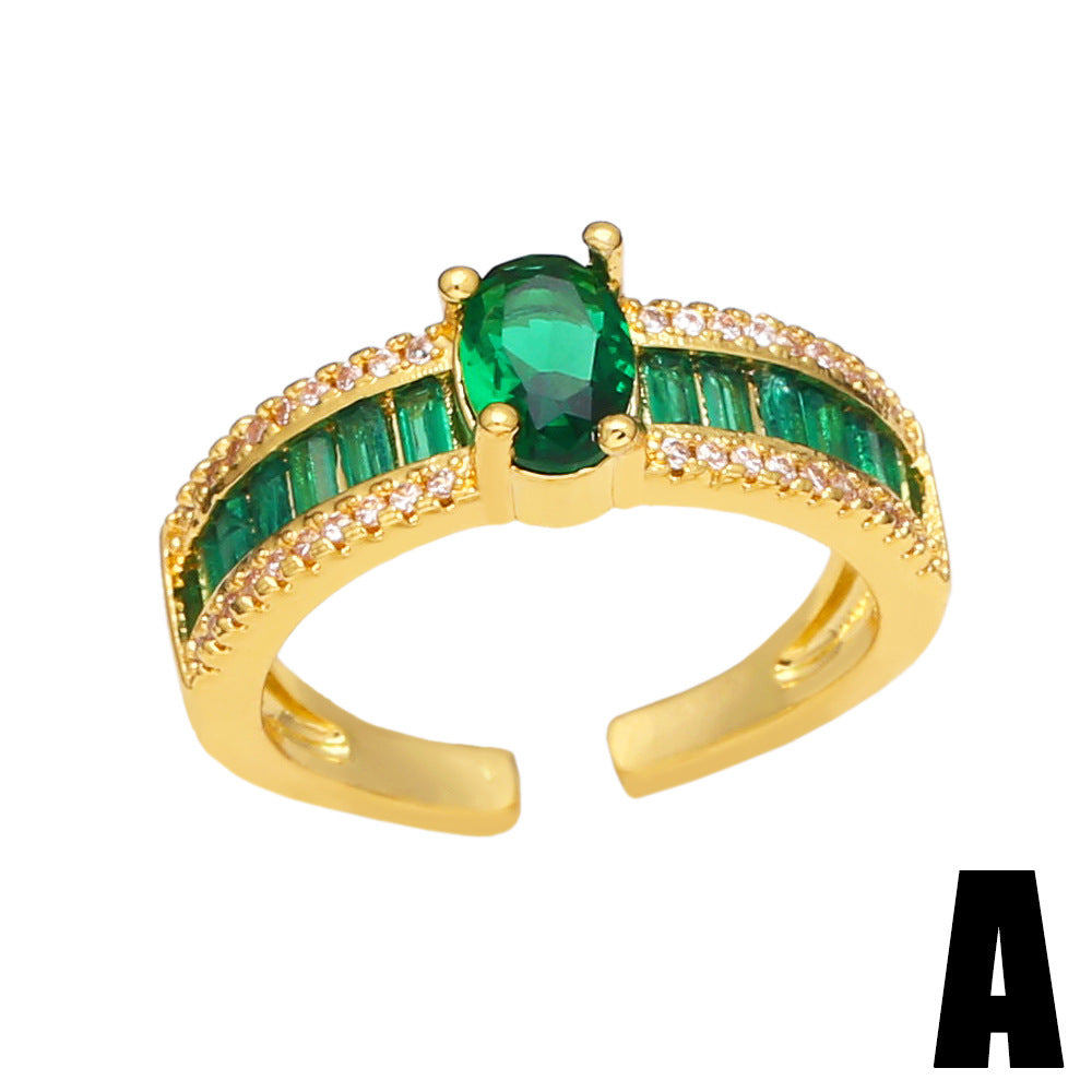 Alloy Geometry Colored Zircon Ring MYA002RS050