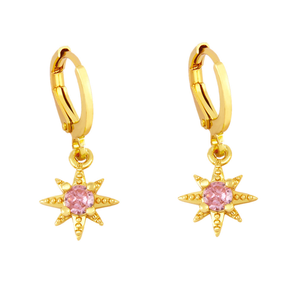 Alloy Zircon Six Point Star Earrings MYA002ES068