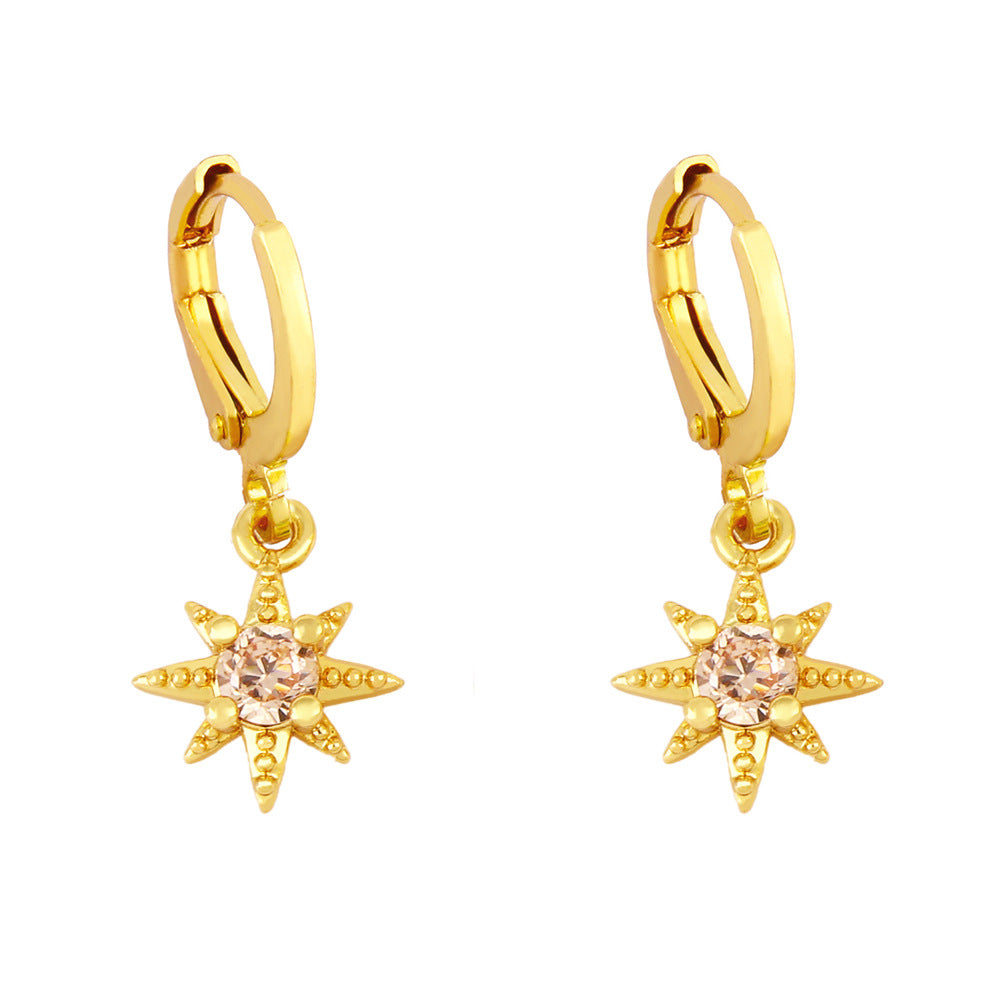 Alloy Zircon Six Point Star Earrings MYA002ES068