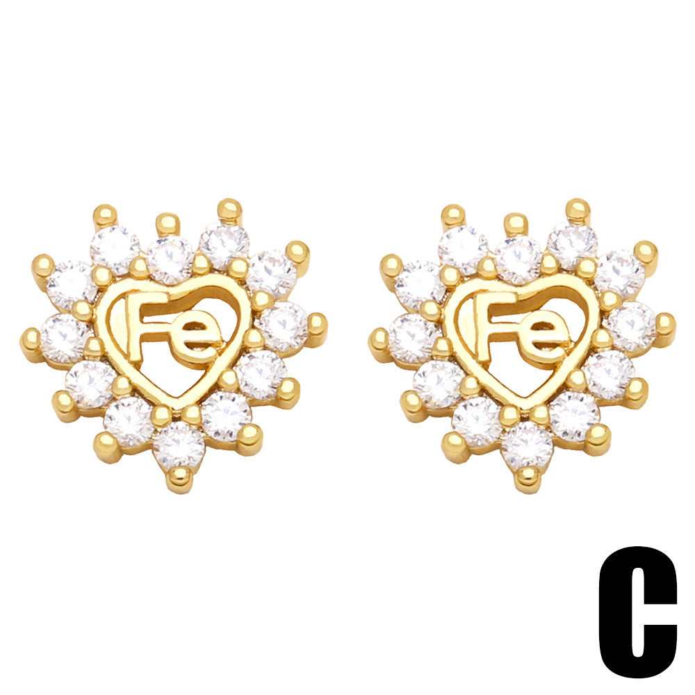 Alloy diamond studded letter earrings MYA002ES064