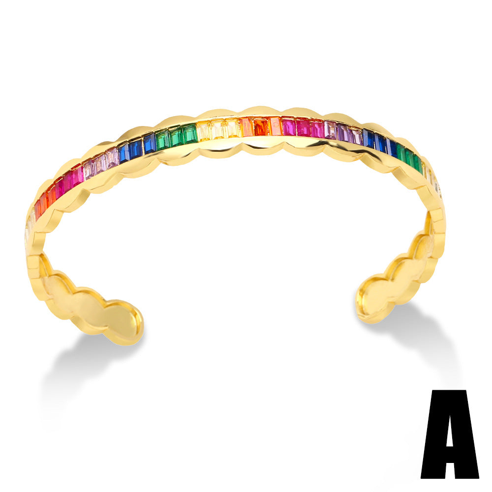 Alloy zirconium colored zircon open end bracelet MYA002BT061