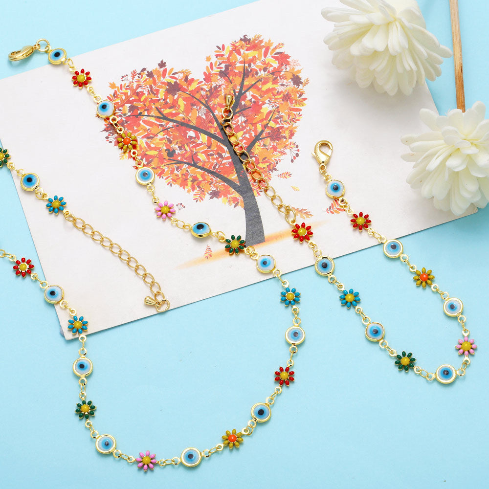 Alloy Colorful Flower Necklace MYA002NE066