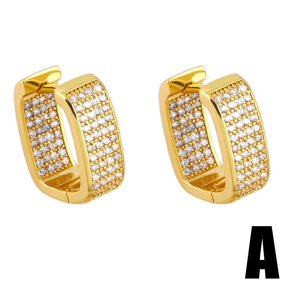 Alloy Light Luxury Zircon Geometry Earrings MYA002ES070