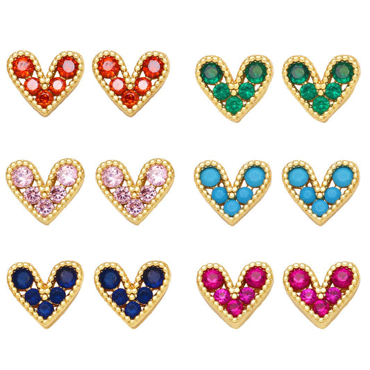 Alloy Mini Zircon Small Heart Earrings MYA002ES007