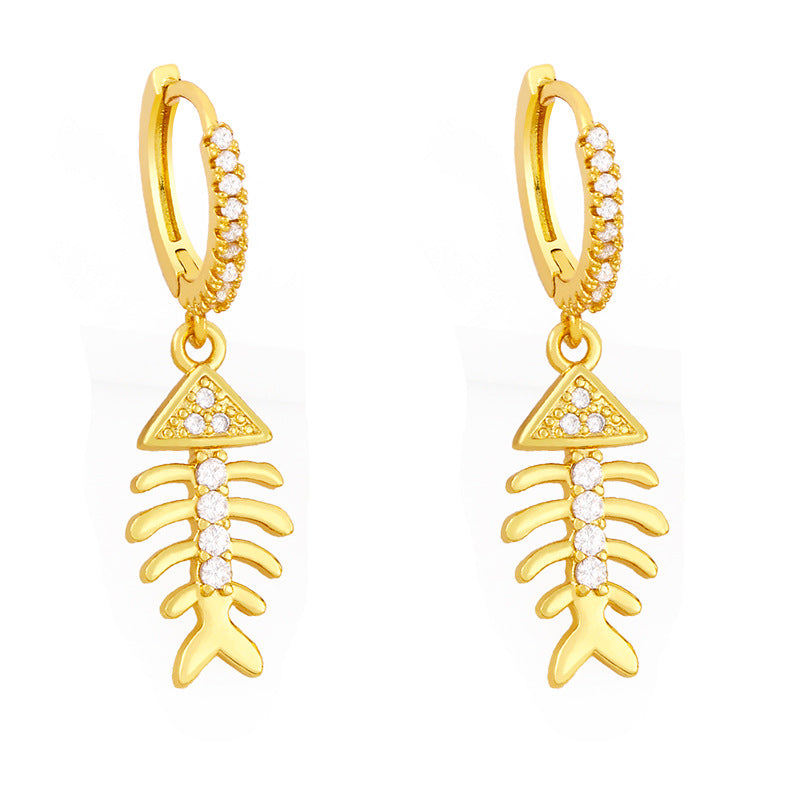 Alloy Zircon Beauty Fish Tail Earrings MYA002ES060