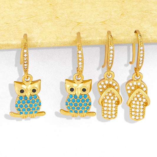 Alloy zircon owl earrings MYA002ES059