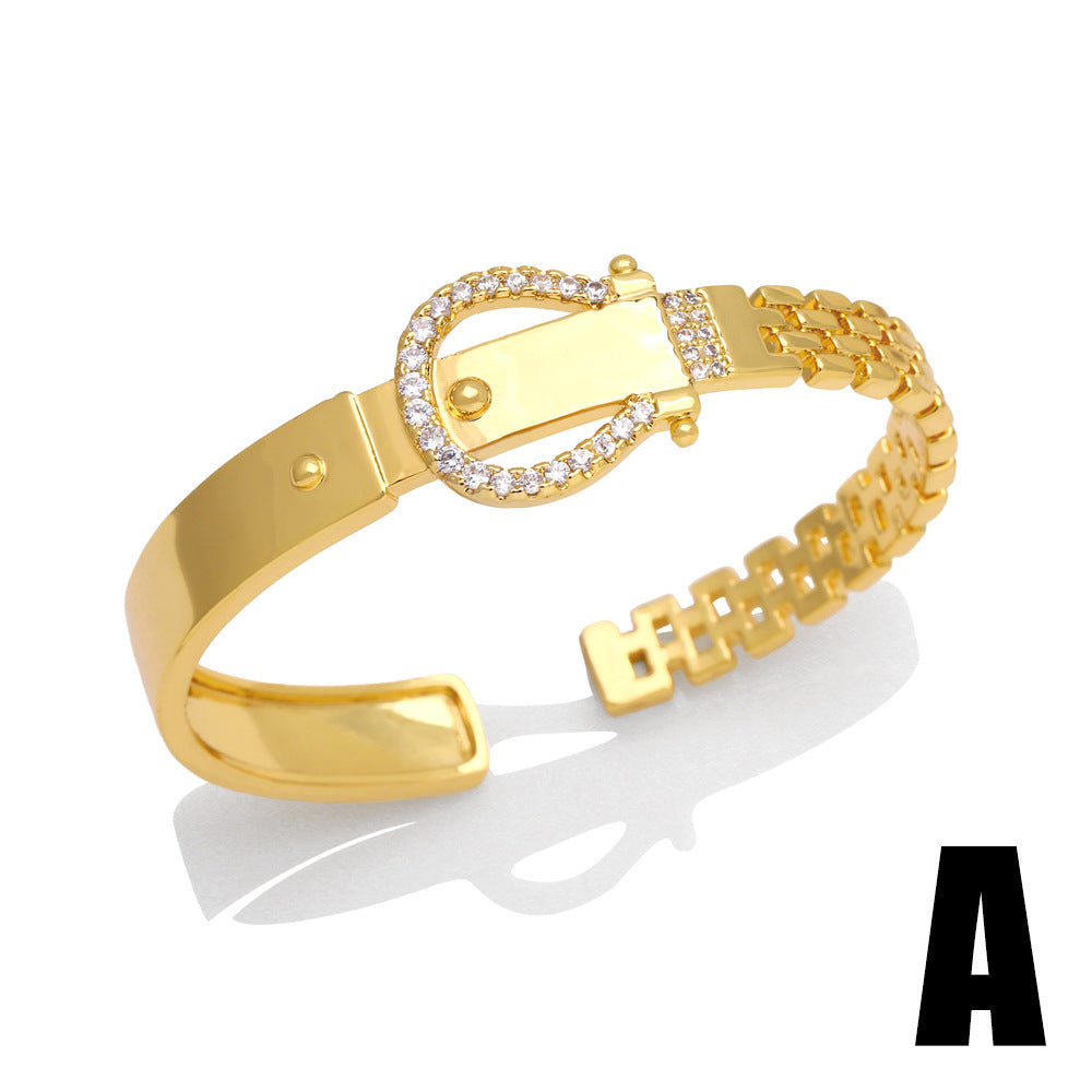 Alloy Zircon Belt Buckle Bracelet MYA002BT057