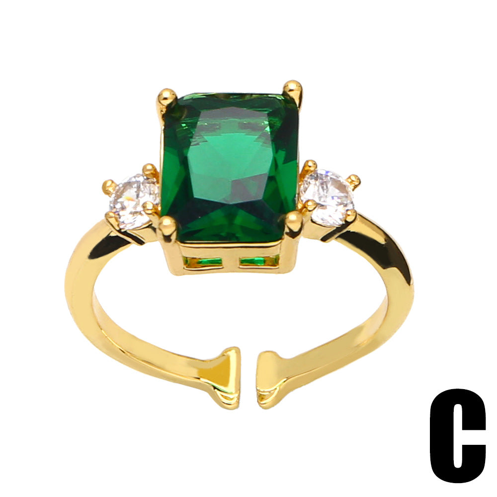 Alloy Peacock Green Geometric Ring MYA002RS020