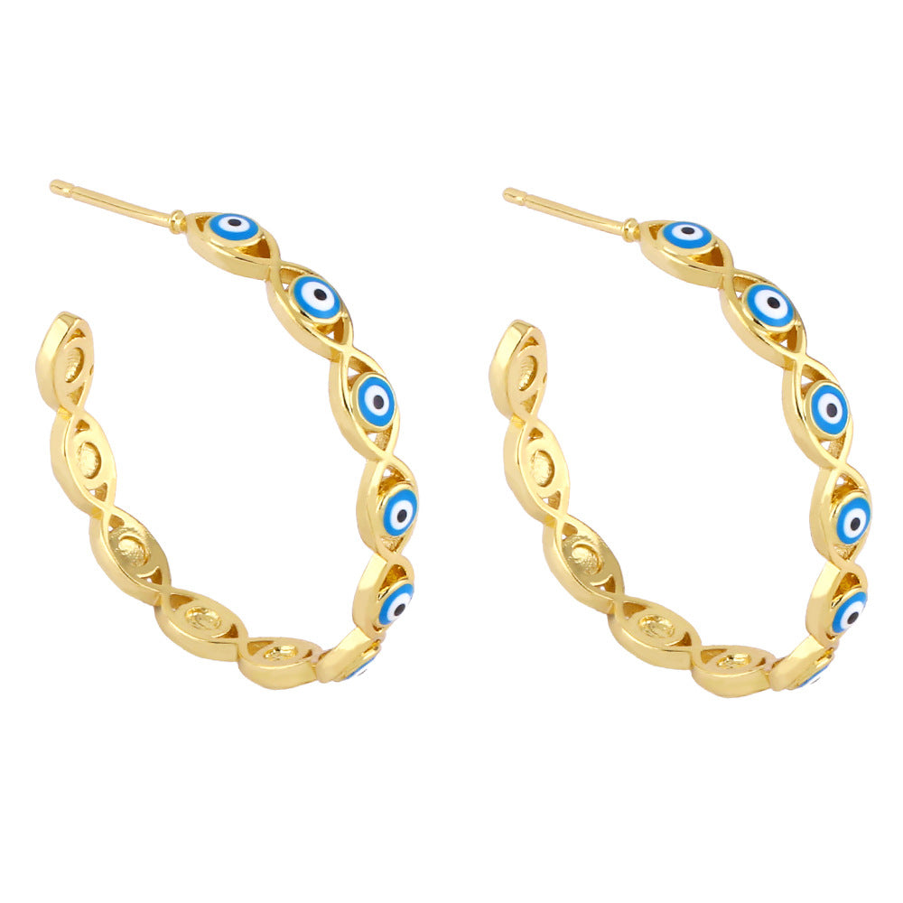 Alloy Drip Oil Demon Eye Earrings MYA002ES072