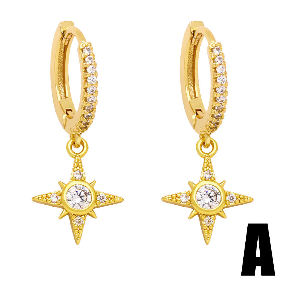 Alloy diamond studded six pointed star earrings MYA002ES043