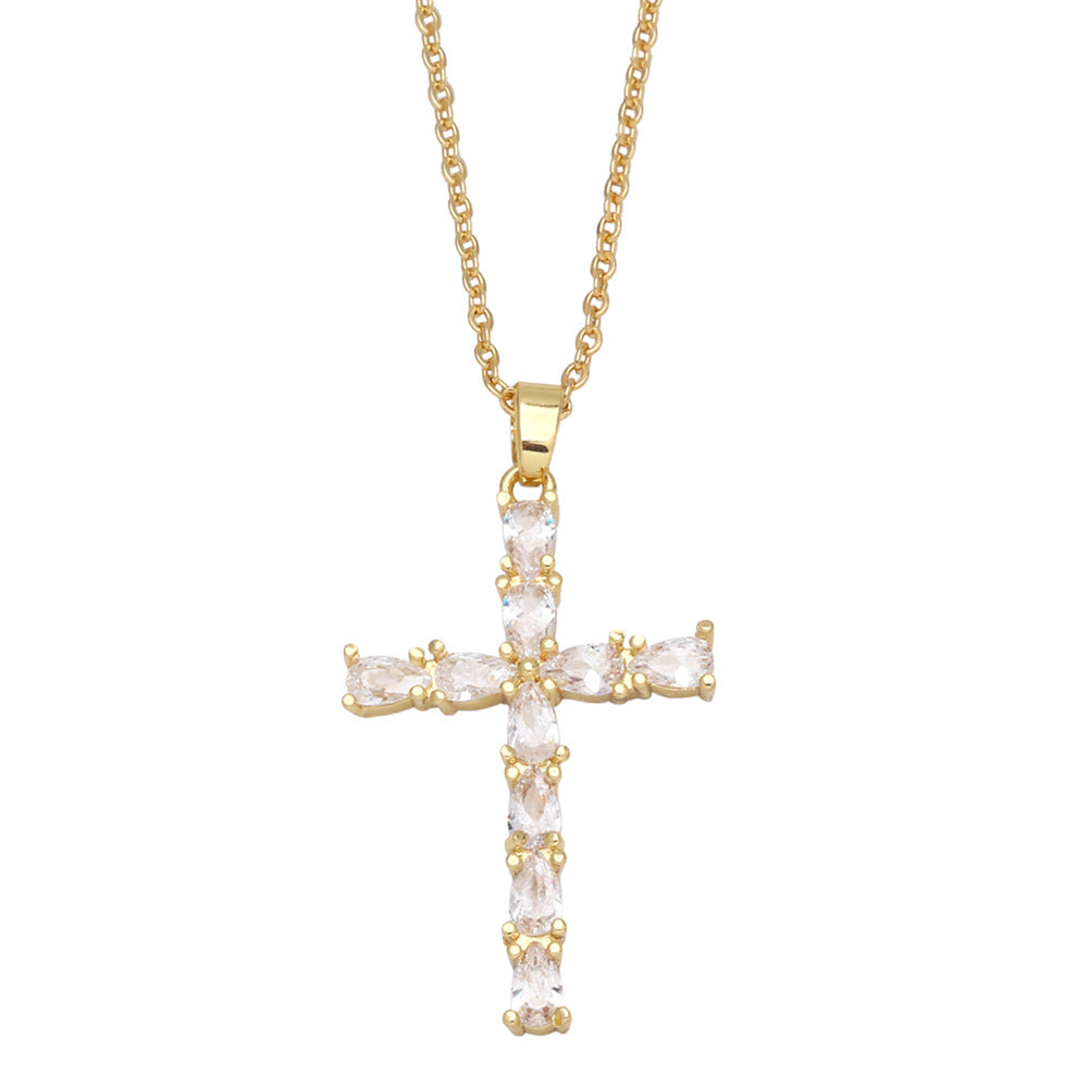 Alloy Zircon Cross Necklace MYA002NE055