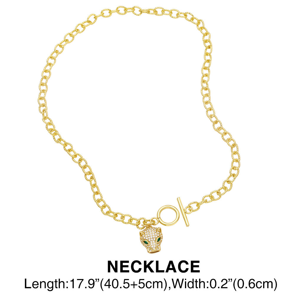 Alloy Hip Hop Leopard Head Necklace MYA002NE075