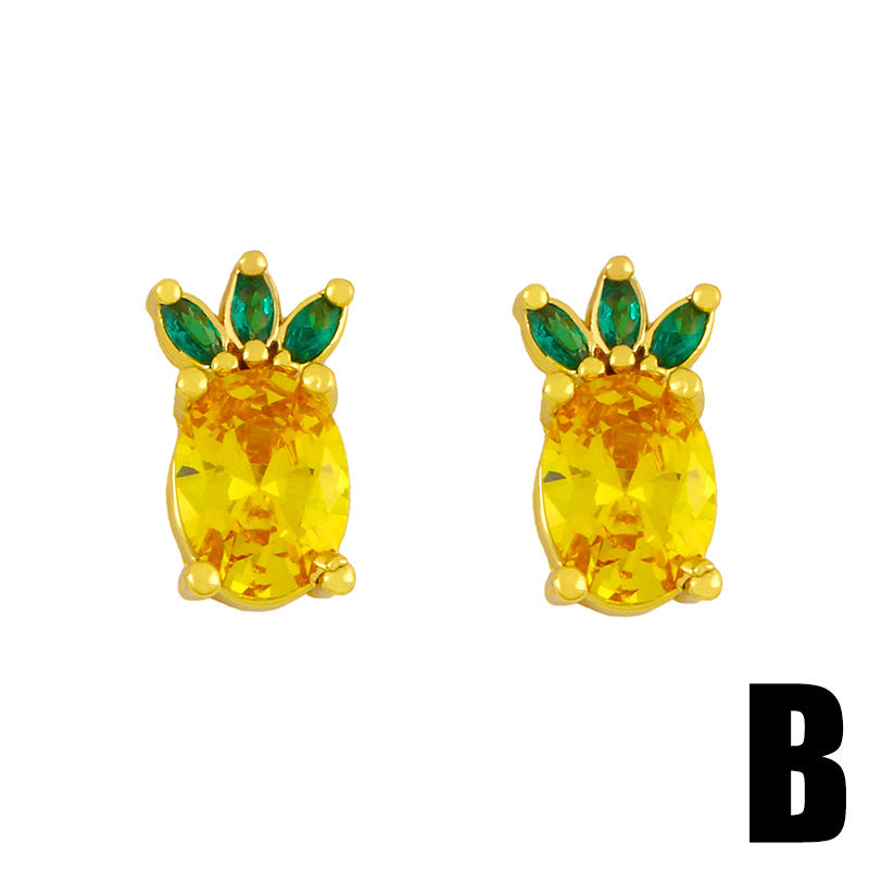 Alloy Zircon Cute Fruit Earrings MYA002ES058