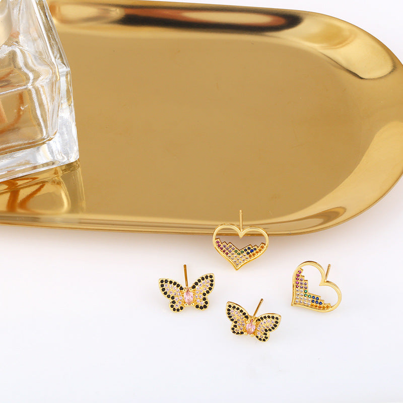 Alloy diamond butterfly earrings MYA002ES056