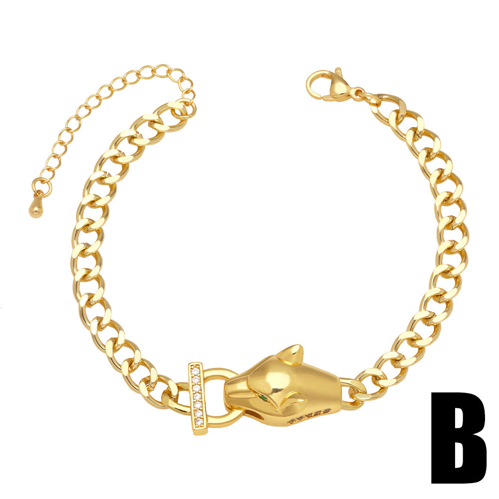 Alloy Leopard Head Bracelet MYA002BT027