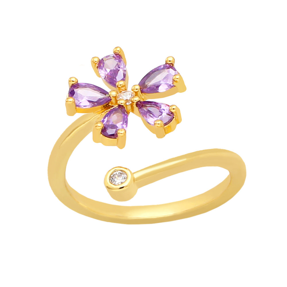 Alloy colored zircon flower ring MYA002RS030