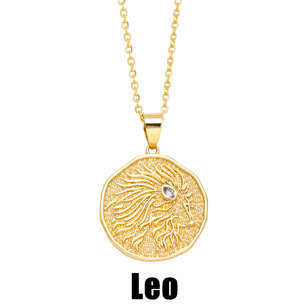 Alloy Round Sign Constellation Necklace MYA002NE068