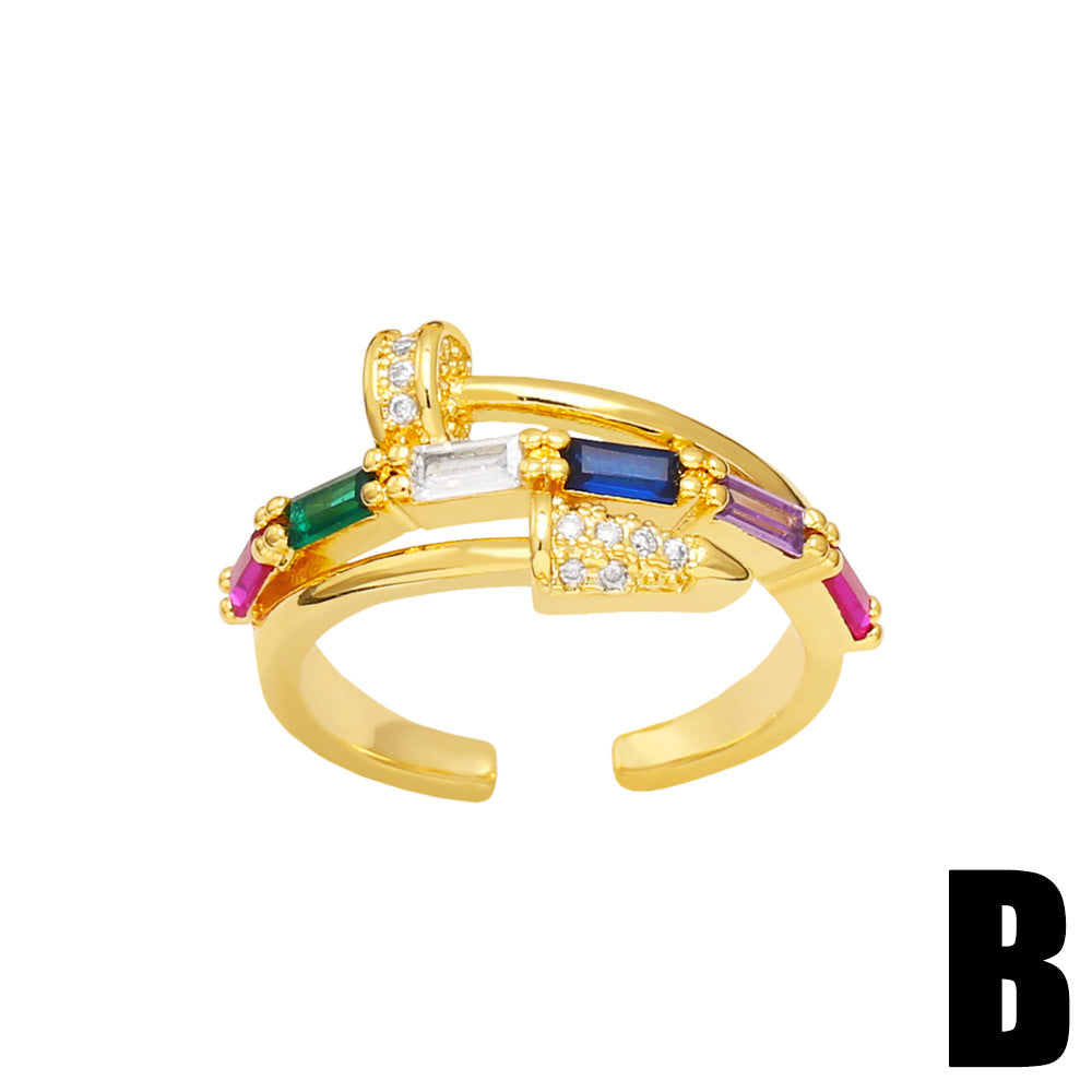 Alloy Personalized Set Colorful Zircon Ring MYA002RS034