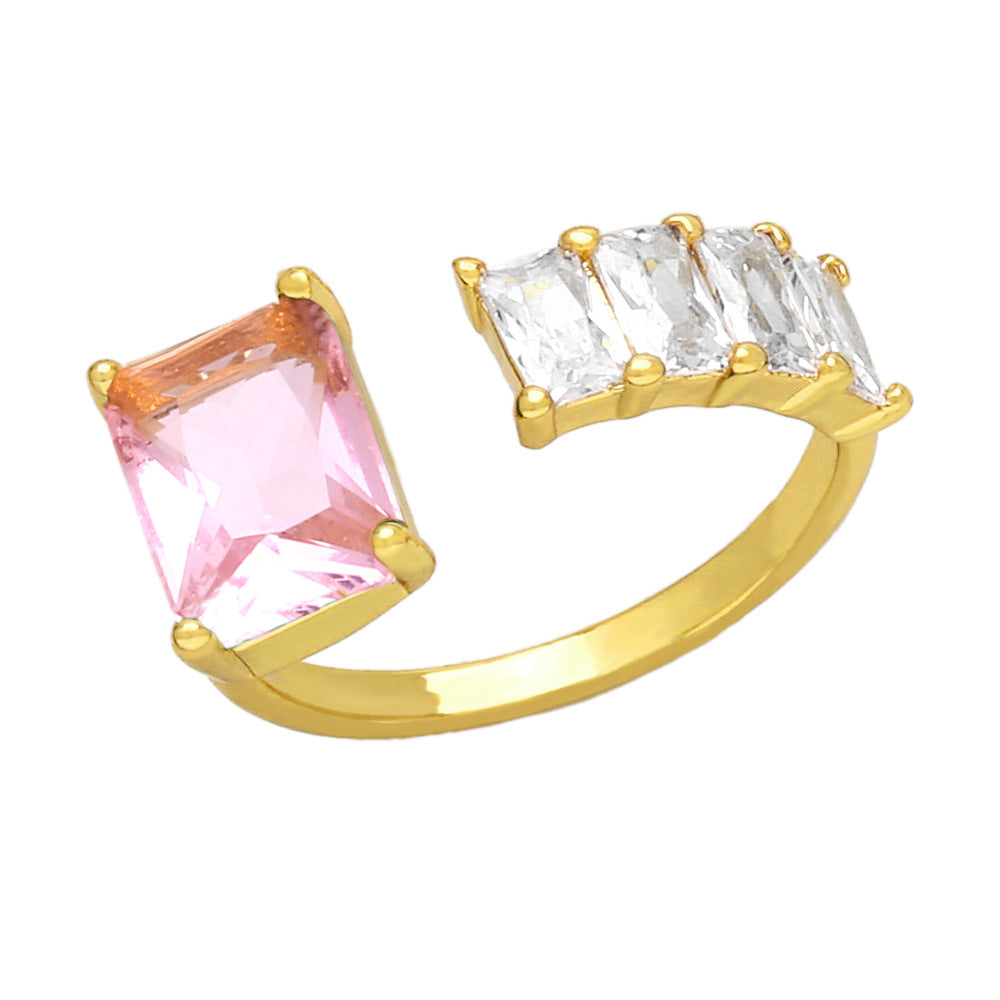 Alloy Super Sparkling Zircon Asymmetric Ring MYA002RS041