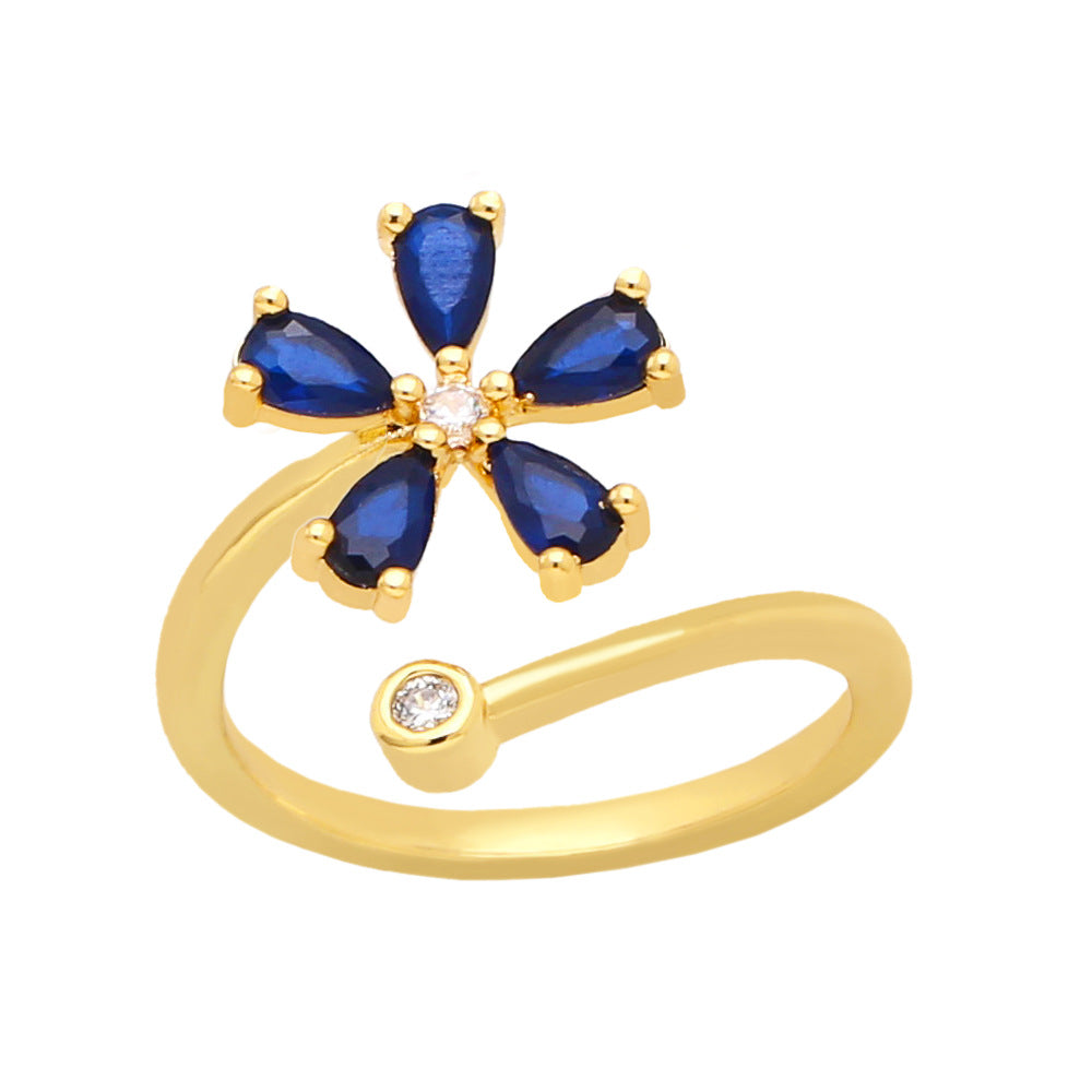 Alloy colored zircon flower ring MYA002RS030