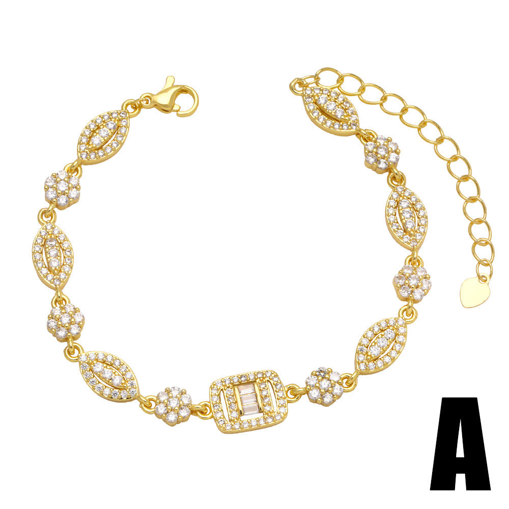 Alloy Zircon Geometric Love Bracelet MYA002BT056