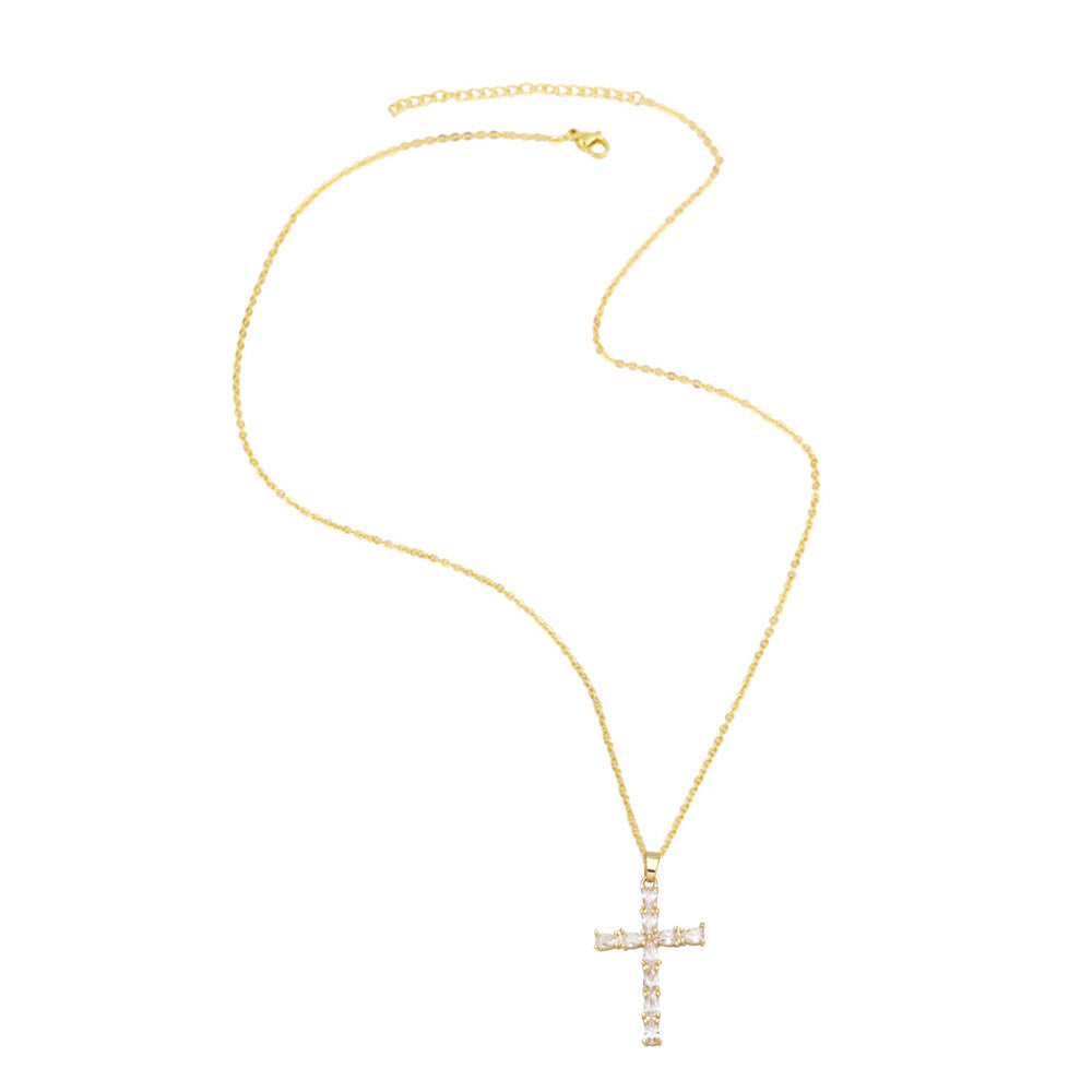 Alloy Zircon Cross Necklace MYA002NE055