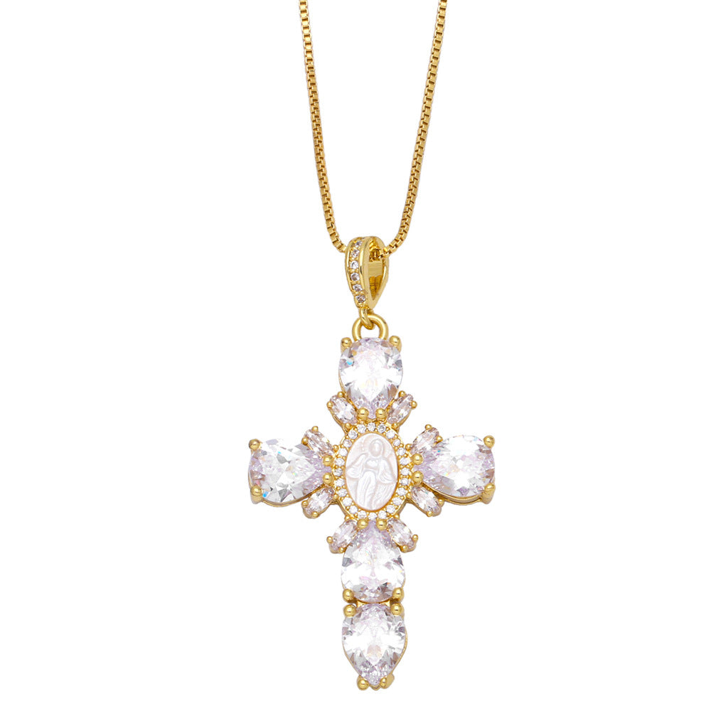 Alloy Maria Cross Necklace MYA002NE079