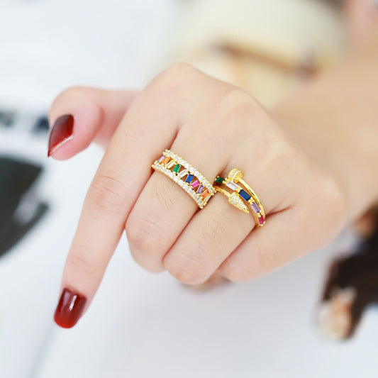 Alloy Personalized Set Colorful Zircon Ring MYA002RS034