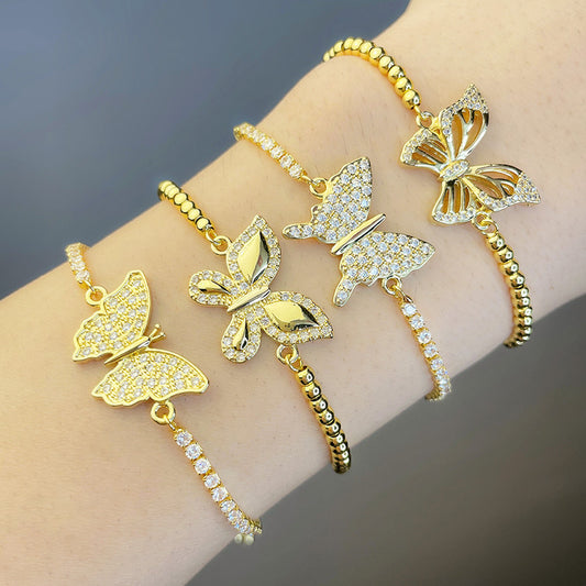 Alloy inlaid zircon butterfly bracelet MYA002BT069