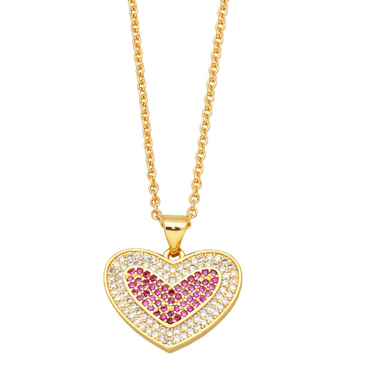 Alloy Full Diamond Love Necklace MYA002NE028