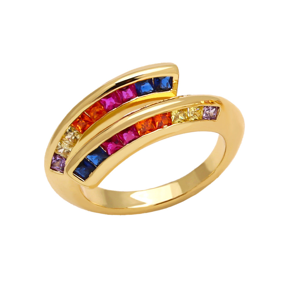 Alloy Colored Zircon Open Ring MYA002RS004